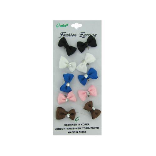 Bow earrings card with five pair ( Case of 24 )-JewelryKorner-com