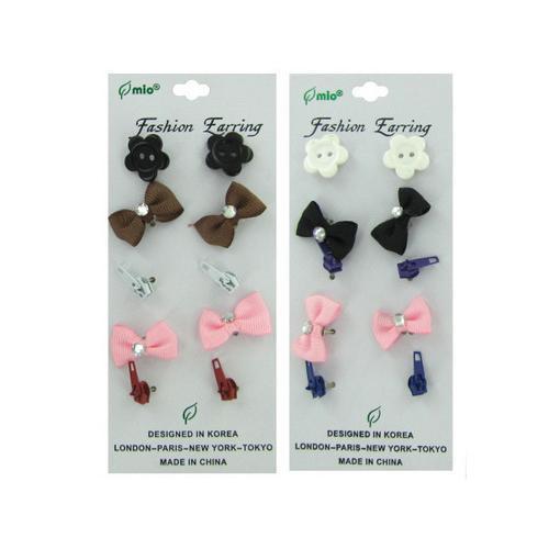 Bows and zipper pull fashion earrings five pair ( Case of 48 )-JewelryKorner-com