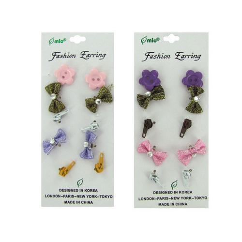 Buttons and bows fashion earrings assorted styles ( Case of 24 )-JewelryKorner-com