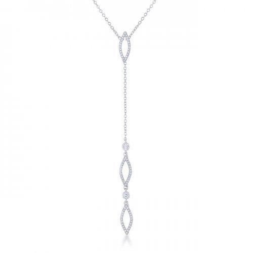 Carmela 0.6ct Cz Rhodium Classic Drop Lariat Necklace (pack of 1 ea)-JewelryKorner-com