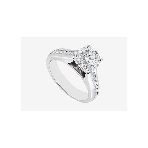 Channel set Diamond Engagement Ring 1.10 carat Diamonds in 14K White Gold-JewelryKorner-com