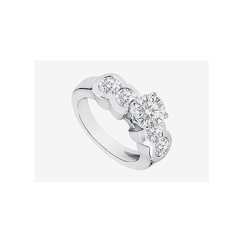 Channel Set Round Diamond Engagement Ring in 14K White Gold 2.20 Carat Diamonds-JewelryKorner-com