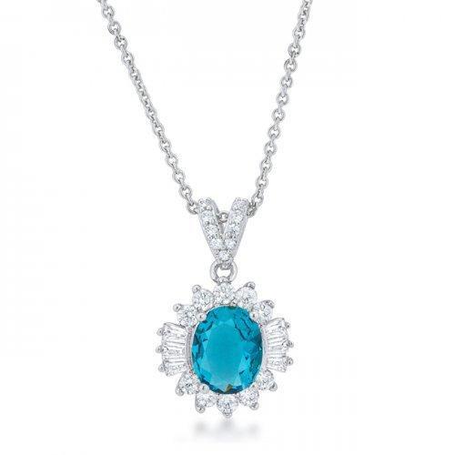 Chrisalee 3.2ct Aqua Cz Classic Drop Necklace (pack of 1 ea)-JewelryKorner-com