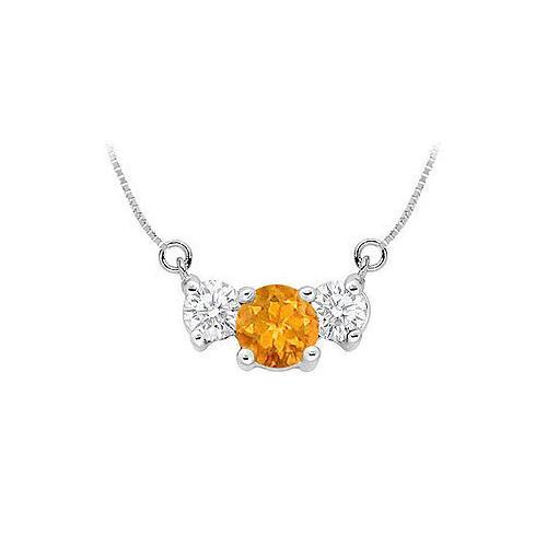 Citrine and Cubic Zirconia Pendant : .925 Sterling Silver - 1.50 CT TGW-JewelryKorner-com