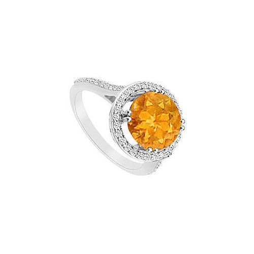 Citrine and Cubic Zirconia Ring : .925 Sterling Silver - 1.25 CT TGW-JewelryKorner-com