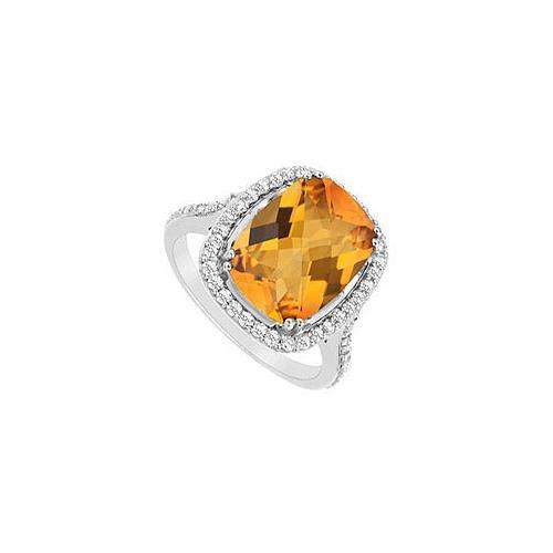 Citrine and Cubic Zirconia Ring : .925 Sterling Silver - 9.00 CT TGW-JewelryKorner-com