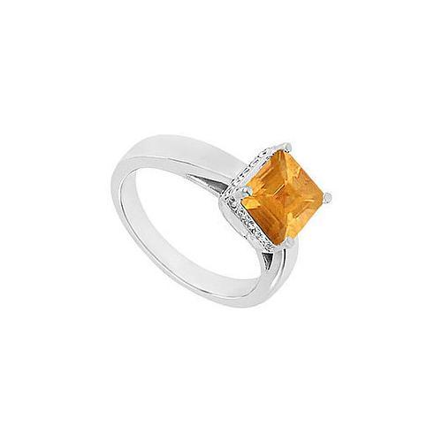 Citrine and Diamond Ring : 14K White Gold - 1.00 CT TGW-JewelryKorner-com
