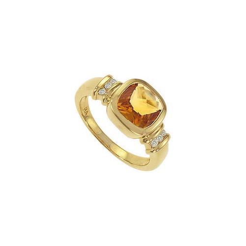 Citrine and Diamond Ring : 14K Yellow Gold - 2.25 CT TGW-JewelryKorner-com