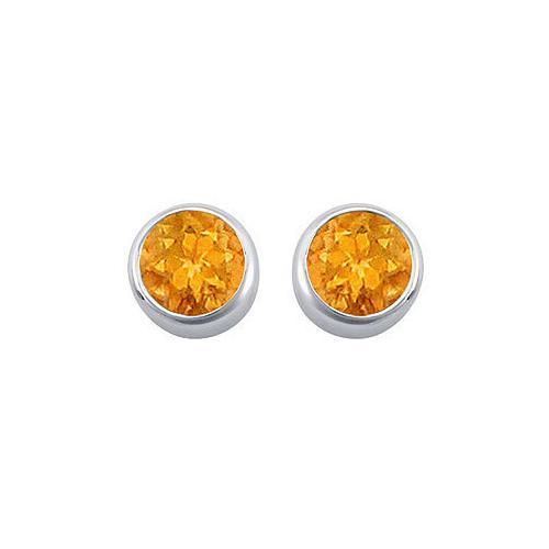 Citrine Bezel-Set Stud Earrings : .925 Sterling Silver - 2.00 CT TGW-JewelryKorner-com