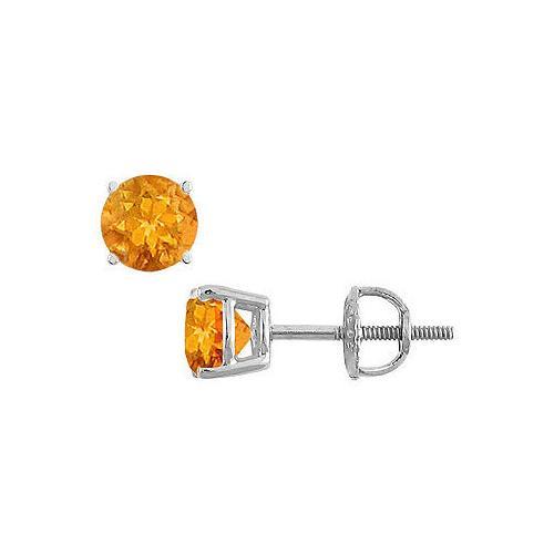 Citrine Stud Earrings : 14K White Gold - 2.00 CT TGW-JewelryKorner-com