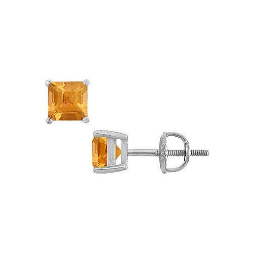 Citrine Stud Earrings : 14K White Gold - 2.00 CT TGW-JewelryKorner-com