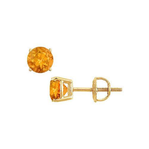 Citrine Stud Earrings : 14K Yellow Gold - 2.00 CT TGW-JewelryKorner-com