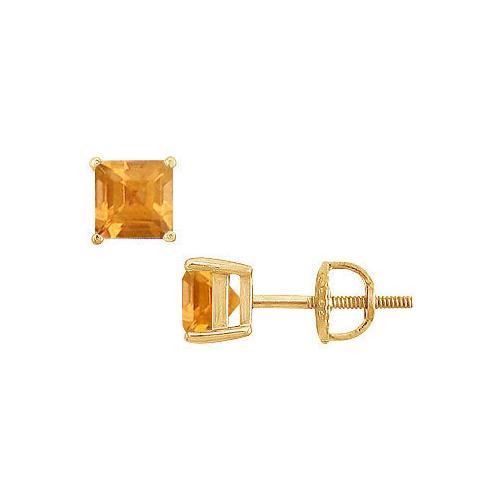 Citrine Stud Earrings : 14K Yellow Gold - 2.00 CT TGW-JewelryKorner-com