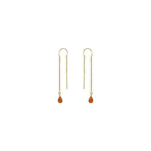 Citrine Thread Earrings : 14K Yellow Gold - 2.00 CT TGW-JewelryKorner-com