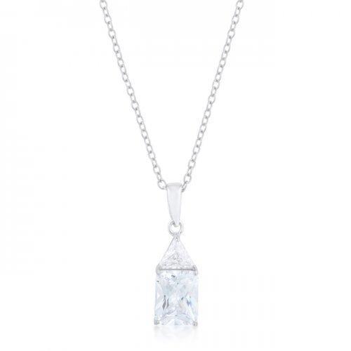 Classic Cubic Zirconia Sterling Silver Drop Necklace (pack of 1 ea)-JewelryKorner-com