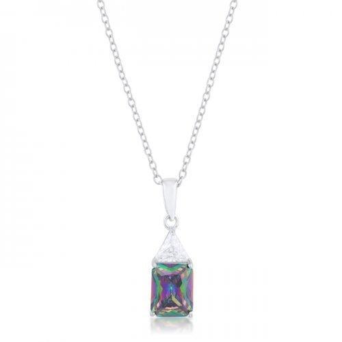 Classic Mystic Cubic Zirconia Sterling Silver Drop Necklace (pack of 1 ea)-JewelryKorner-com