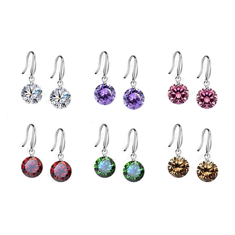 Colorful Diamonds in the Sky Drilled Austrian Crystal Diamond on a Sterling Silver hook earrings-JewelryKorner-com