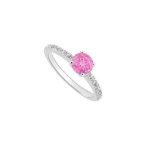 Created Pink Sapphire and Cubic Zirconia Engagement Ring .925 Sterling Silver 0.50 CT TGW-JewelryKorner-com