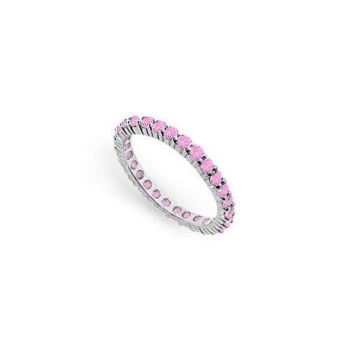 Created Pink Sapphire Eternity Band : 925 Sterling Silver - 1.00 CT TGW-JewelryKorner-com
