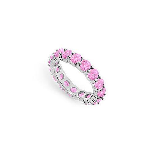 Created Pink Sapphire Eternity Band : 925 Sterling Silver - 3.00 CT TGW-JewelryKorner-com
