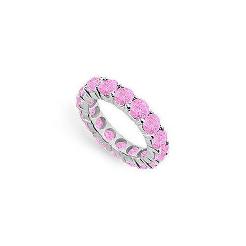 Created Pink Sapphire Eternity Band : 925 Sterling Silver - 5.00 CT TGW-JewelryKorner-com