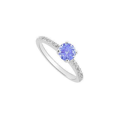 Created Tanzanite and Cubic Zirconia Engagement Ring .925 Sterling Silver 0.50 CT TGW-JewelryKorner-com