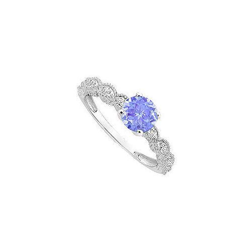 Created Tanzanite and Cubic Zirconia Engagement Ring .925 Sterling Silver 0.60 CT TGW-JewelryKorner-com