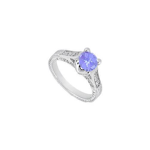 Created Tanzanite and Cubic Zirconia Engagement Ring .925 Sterling Silver 1.00 CT TGW-JewelryKorner-com