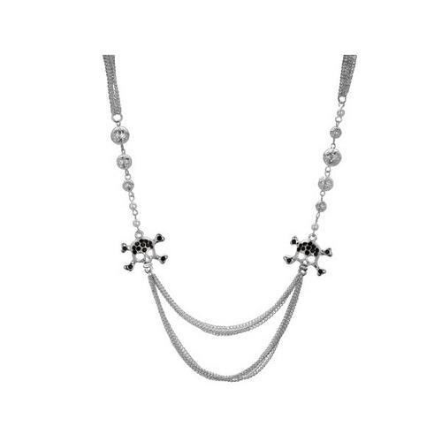 Crystal Skull and Crossbones Multi Strand Necklace ( Case of 16 )-JewelryKorner-com