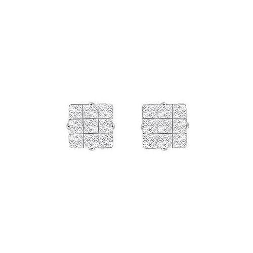 Cubic Zirconia 9 Cut Design Earrings : .925 Sterling Silver - 5 MM-JewelryKorner-com