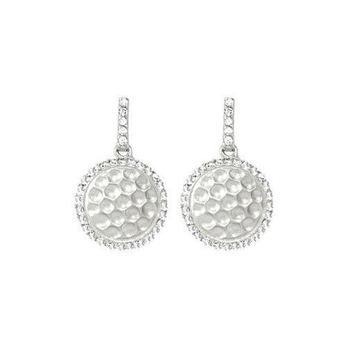 Cubic Zirconia and Sterling Silver Rhodium Plated Push Back Earrings-JewelryKorner-com