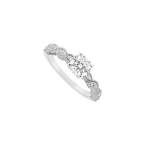 Cubic Zirconia Engagement Ring 10K White Gold 0.60 CT TGW-JewelryKorner-com