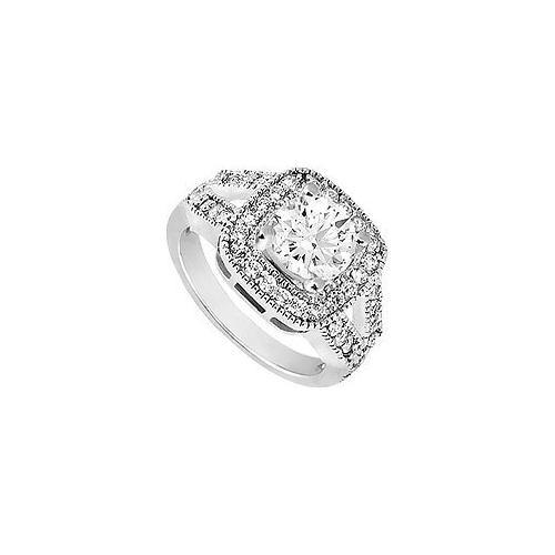 Cubic Zirconia Engagement Ring 10K White Gold 1.50 CT TGW-JewelryKorner-com
