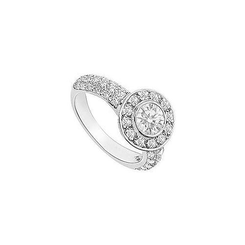 Cubic Zirconia Halo Engagement Ring 14K White Gold 2.15 CT TGW-JewelryKorner-com