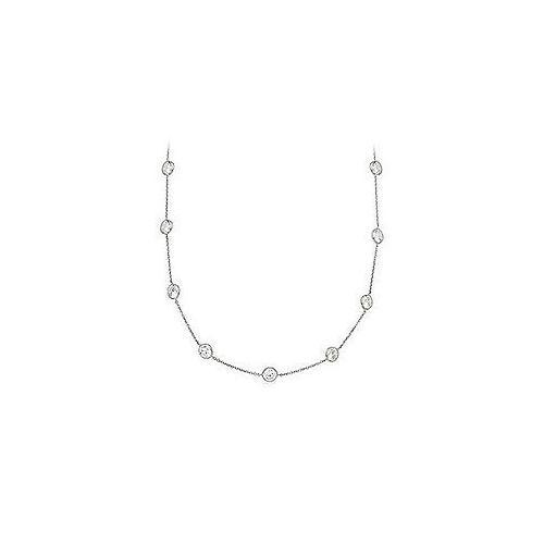 Cubic Zirconia Necklace : 14K White Gold - 5.00 CT TGW-JewelryKorner-com