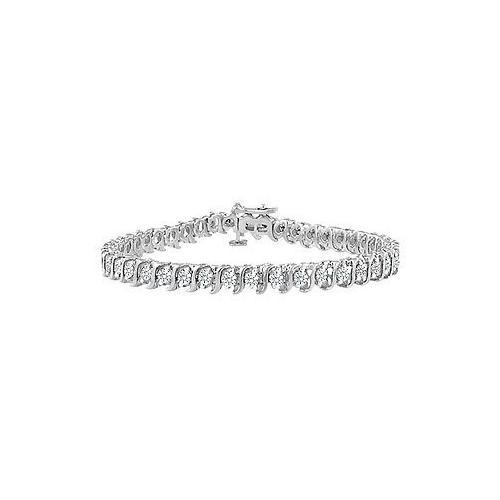 Cubic Zirconia S Tennis Bracelet : .925 Sterling Silver - 4.00 CT TGW-JewelryKorner-com