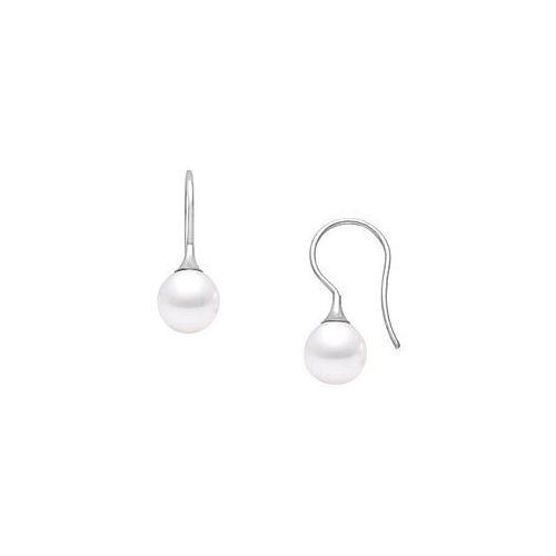 Cultured Pearl Earrings : 14K White Gold-JewelryKorner-com