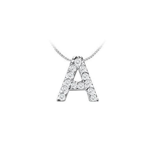CZ Initial Sterling Silver A Pendant-JewelryKorner-com