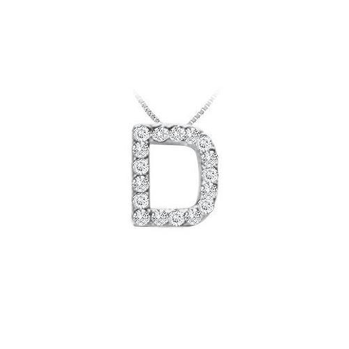 CZ Initial Sterling Silver D Pendant-JewelryKorner-com