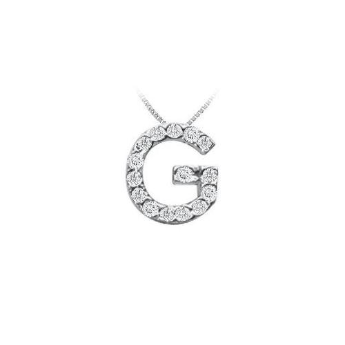 CZ Initial Sterling Silver G Pendant-JewelryKorner-com