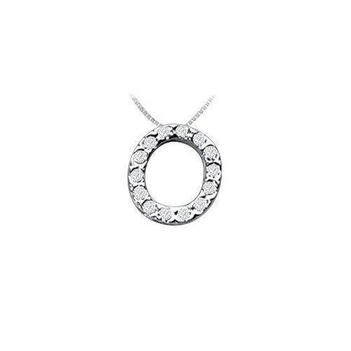 CZ Initial Sterling Silver O Pendant-JewelryKorner-com