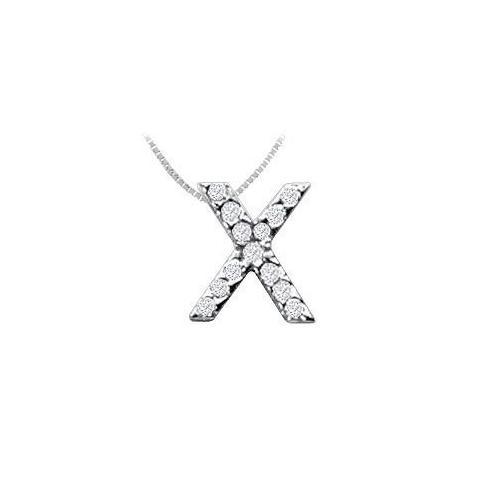 CZ Initial Sterling Silver X Pendant-JewelryKorner-com