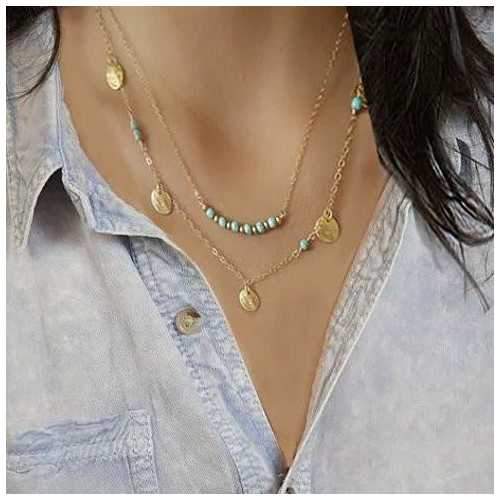 Delicate Delights The Turquoise Necklace With Golden Charms-JewelryKorner-com