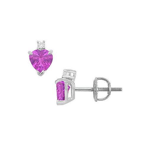 Diamond and Amethyst Stud Earrings : 14K White Gold - 2.04 CT TGW-JewelryKorner-com