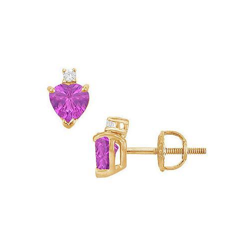 Diamond and Amethyst Stud Earrings : 14K Yellow Gold - 2.04 CT TGW-JewelryKorner-com