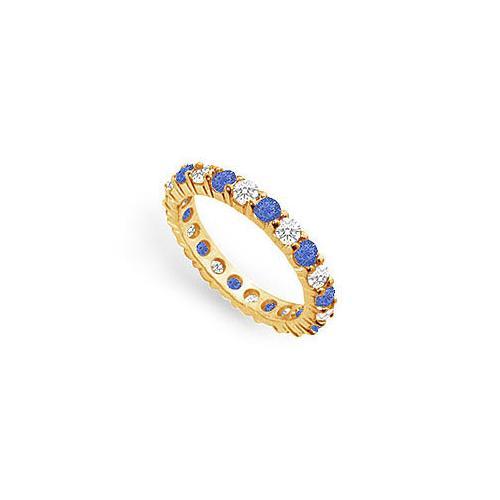 Diamond and Blue Sapphire Eternity Band : 14K Yellow Gold  2.00 CT TGW-JewelryKorner-com