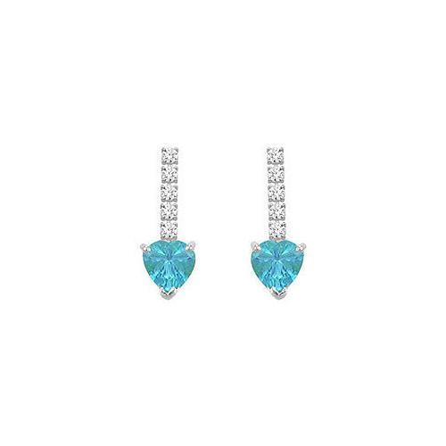 Diamond and Blue Topaz Earrings : 14K White Gold - 1.25 CT TGW-JewelryKorner-com