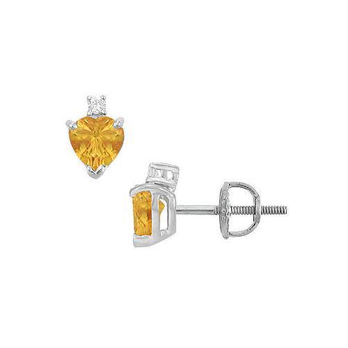 Diamond and Citrine Stud Earrings : 14K White Gold - 2.04 CT TGW-JewelryKorner-com