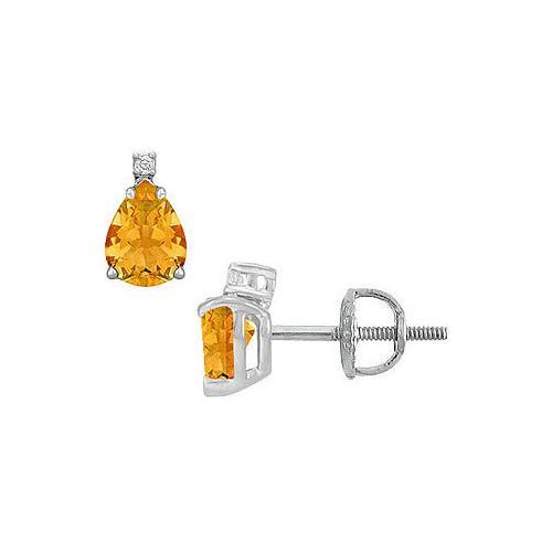Diamond and Citrine Stud Earrings : 14K White Gold - 2.04 CT TGW-JewelryKorner-com
