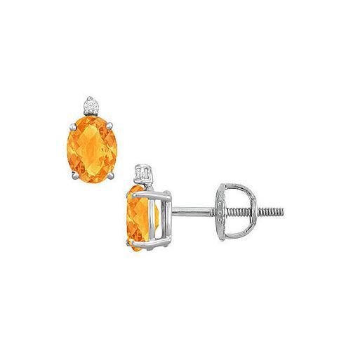 Diamond and Citrine Stud Earrings : 14K White Gold - 2.04 CT TGW-JewelryKorner-com